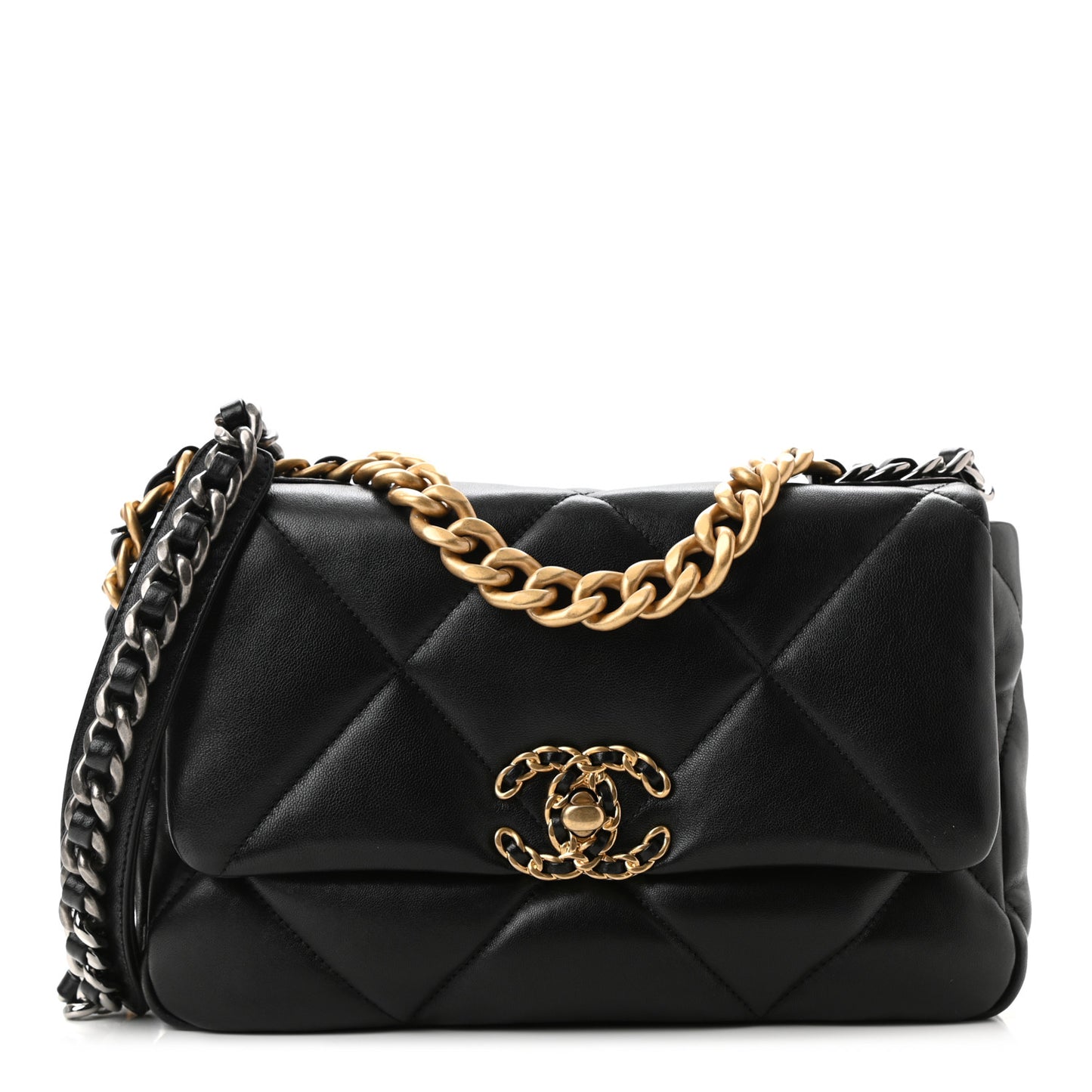 Lambskin Quilted Medium Chanel 19 Flap Black