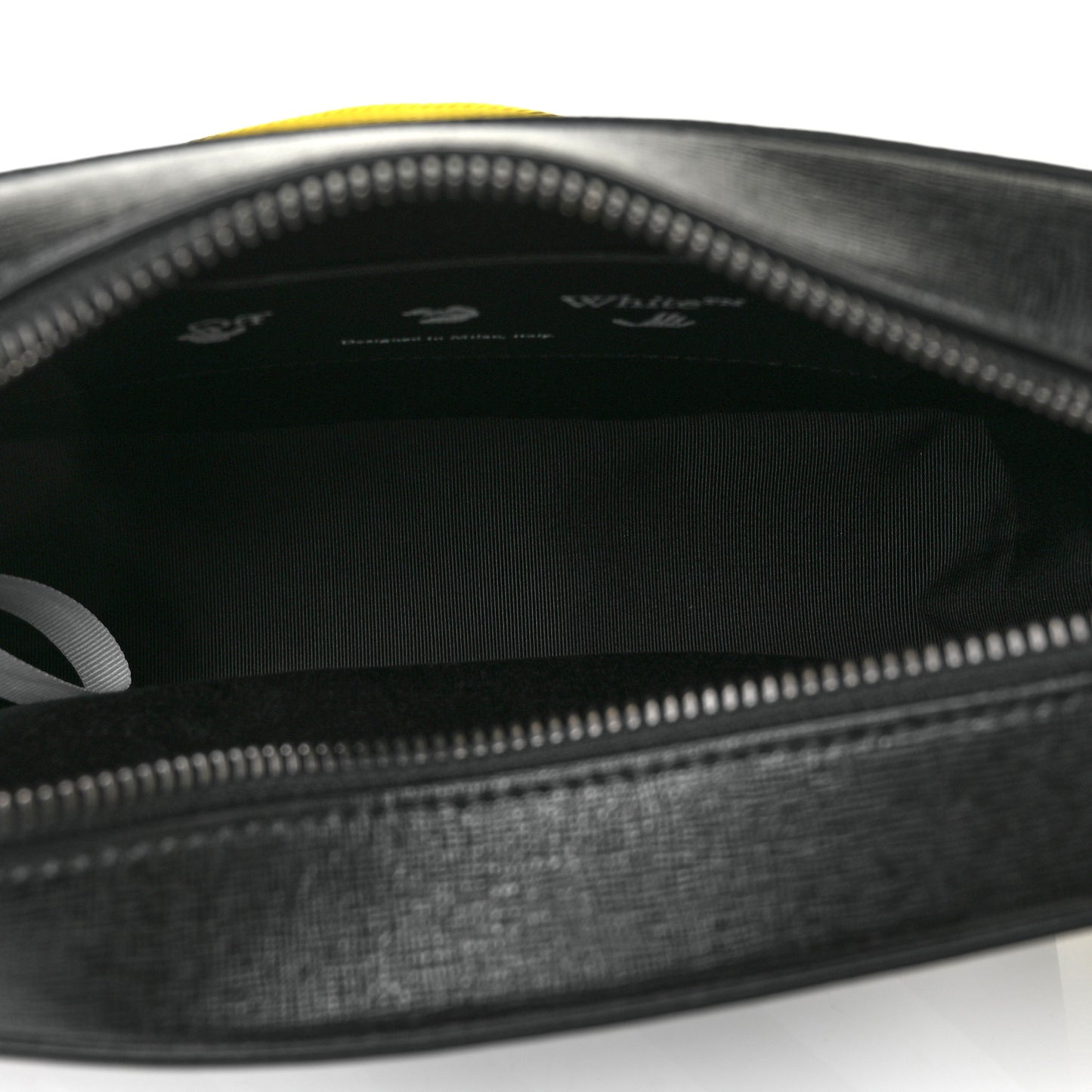 Saffiano Striped Diag Binder Belt Bag Black White