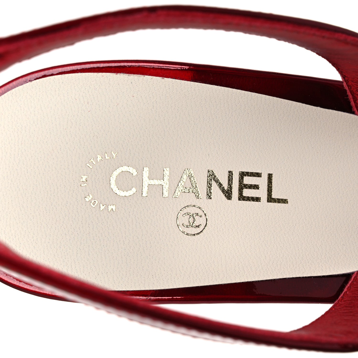 Chanel Laminated Calfskin Lambskin Cap Toe CC Slingback Pumps 39 Red Ivory 9 of 11