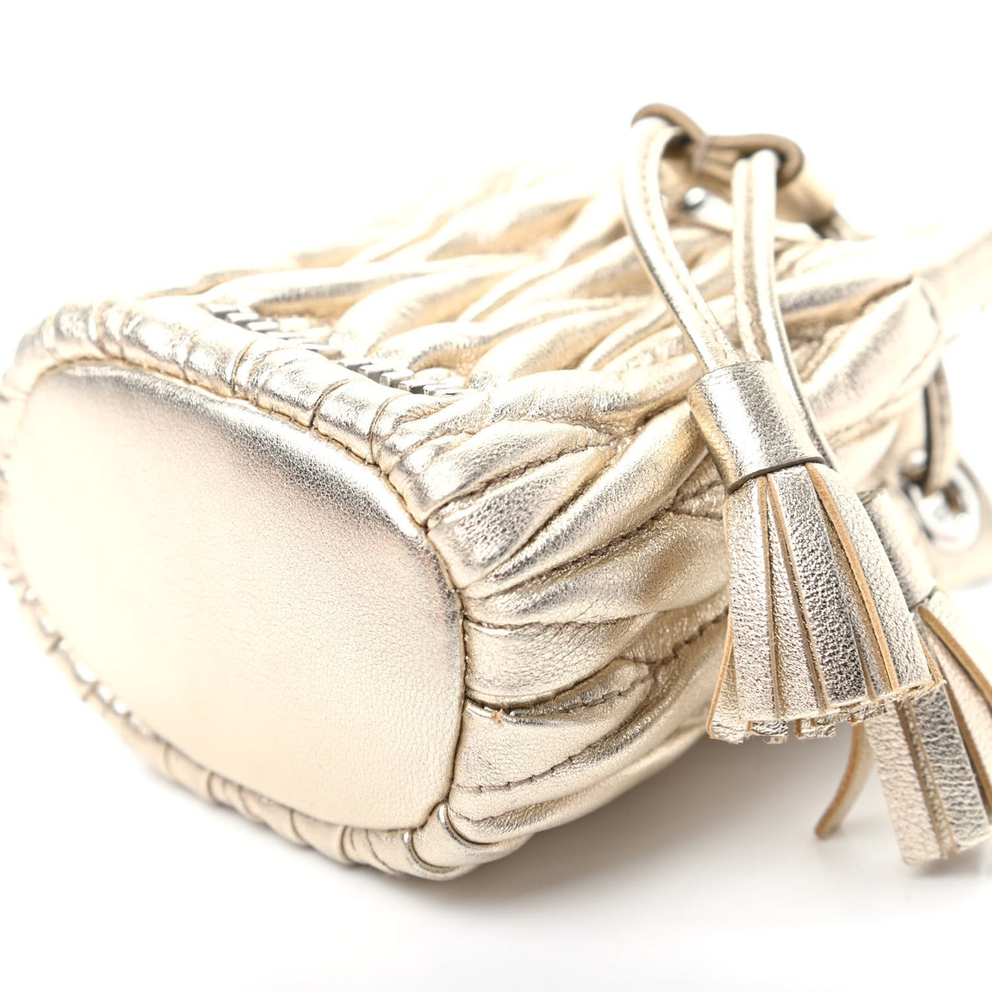Metallic Nappa Matelasse Mini Bandoliera Gold