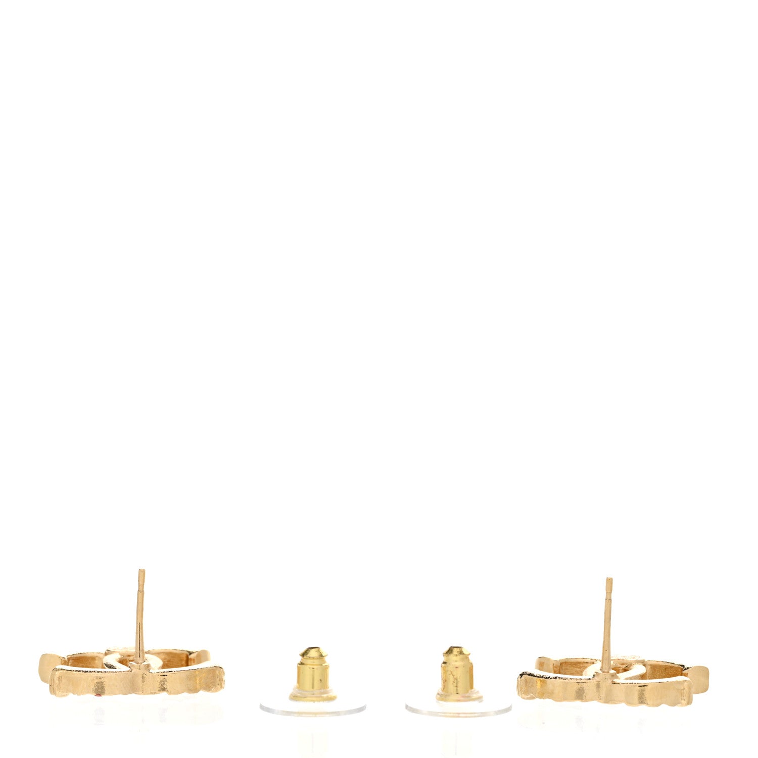 Chanel Metal Tweed Effect CC Earrings Gold 3 of 5
