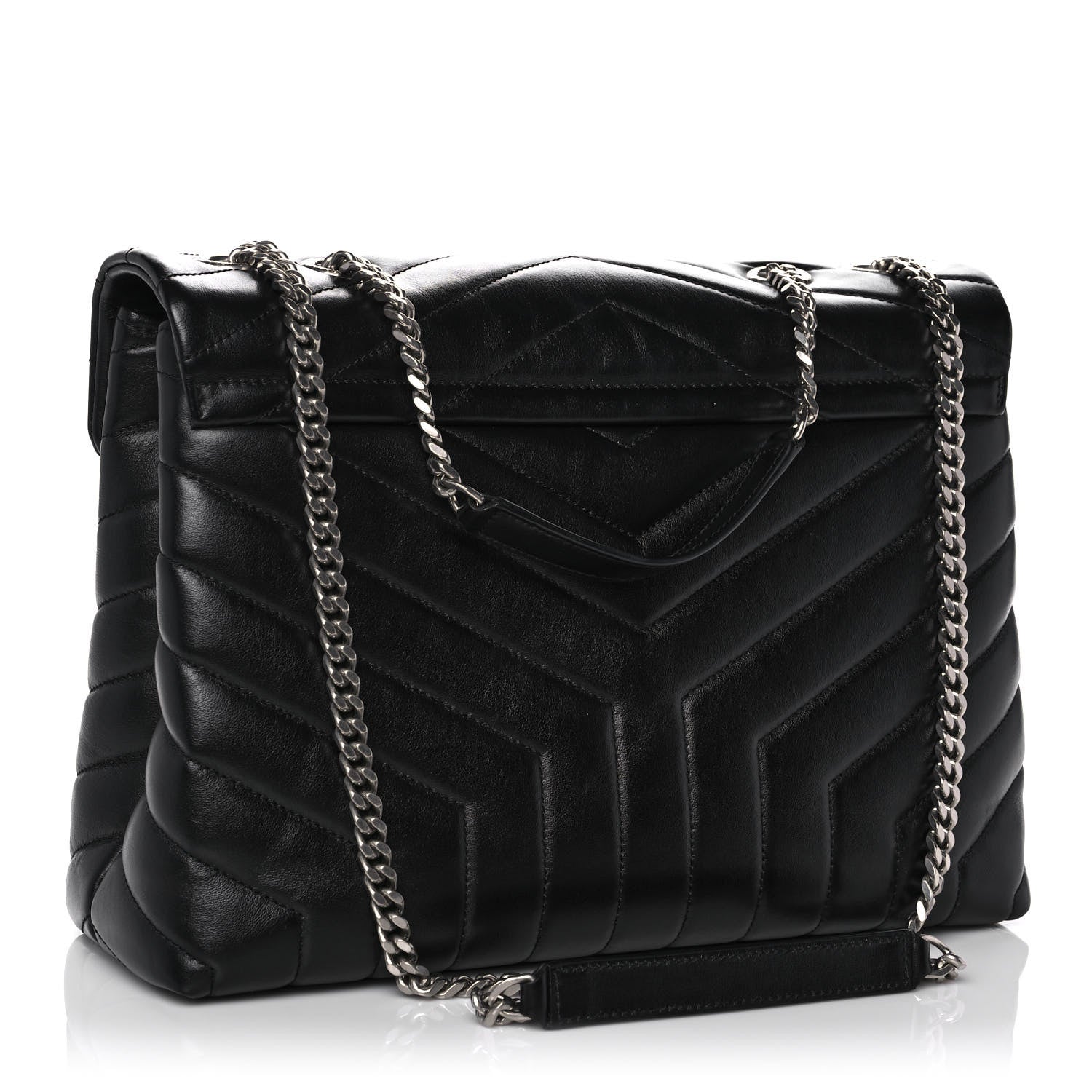 Saint Laurent Calfskin Y Quilted Monogram Medium Loulou Chain Satchel Black 3 of 15