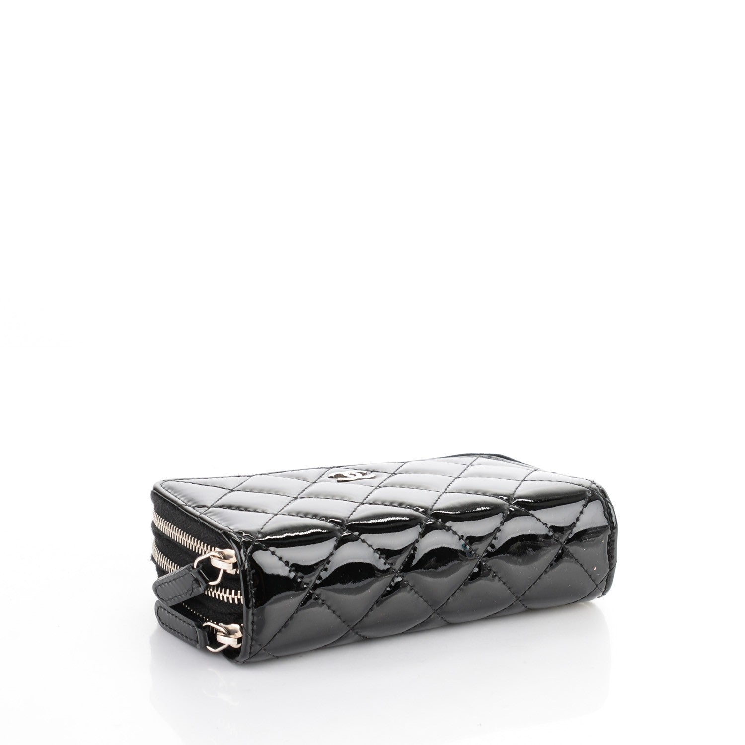 Chanel Patent Calfskin Quilted Zip Around Phone Holder Black 4 of 9