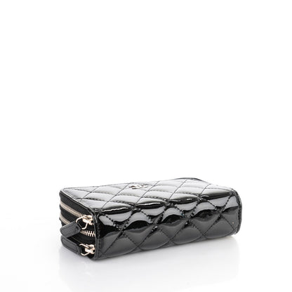 Chanel Patent Calfskin Quilted Zip Around Phone Holder Black 4 of 9