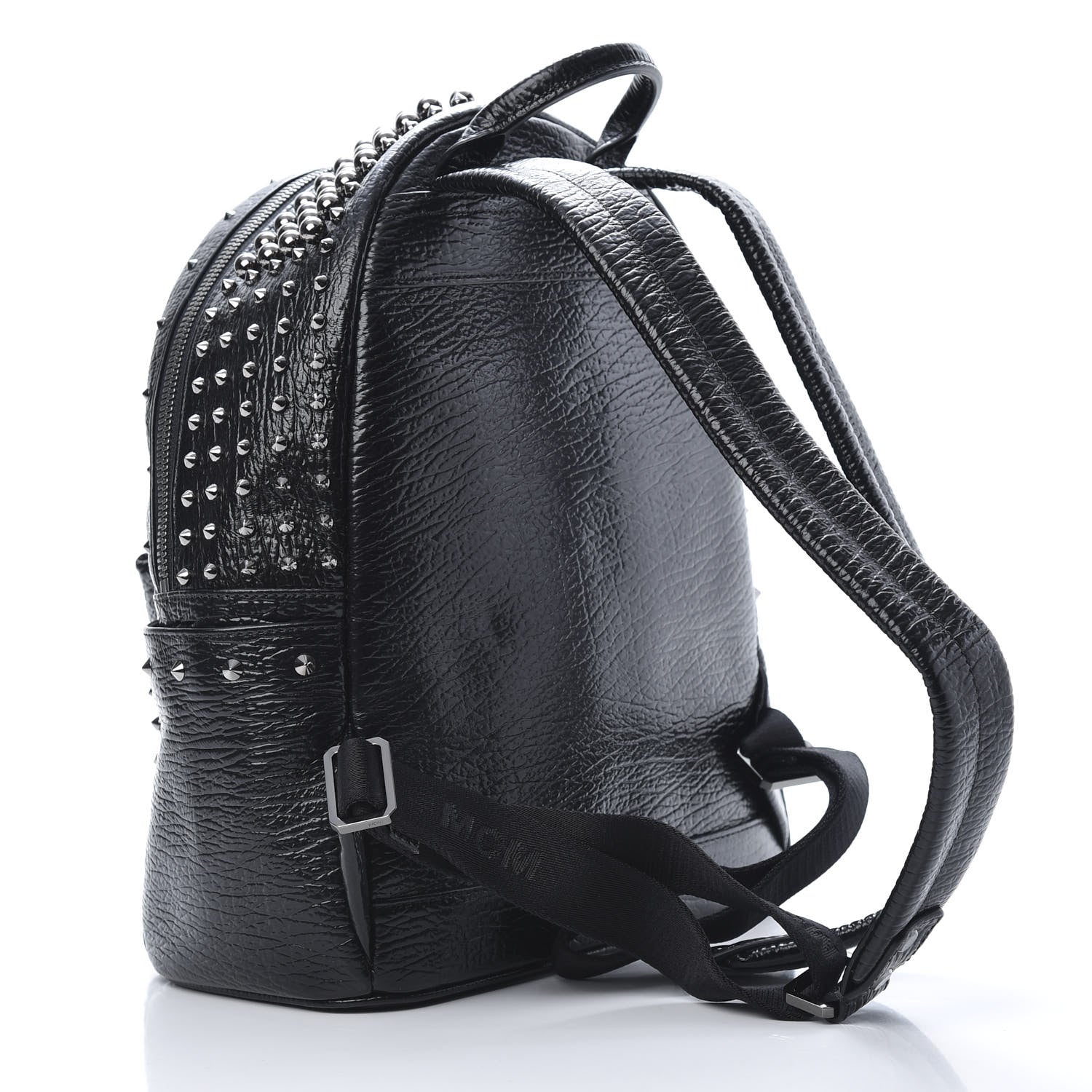 MCM Grained Calfskin Pearl Stud Stark Backpack Black 2 of 9