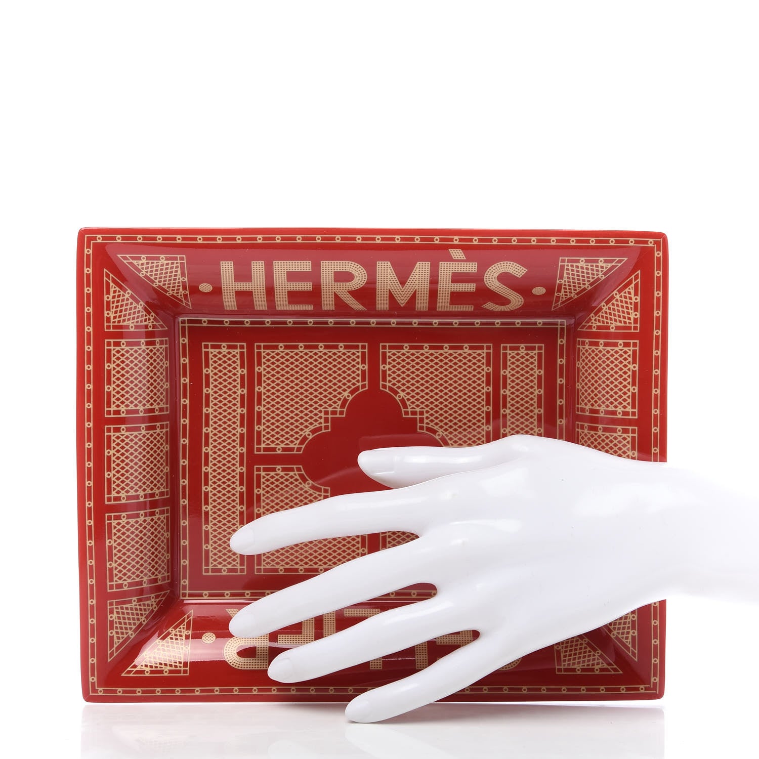 Hermes Porcelain Sellier Change Tray Rouge Or 726738 – FASHIONPHILE