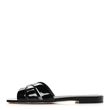 Saint Laurent Patent Tribute 05 Slide Sandals 37 Black 1 of 8