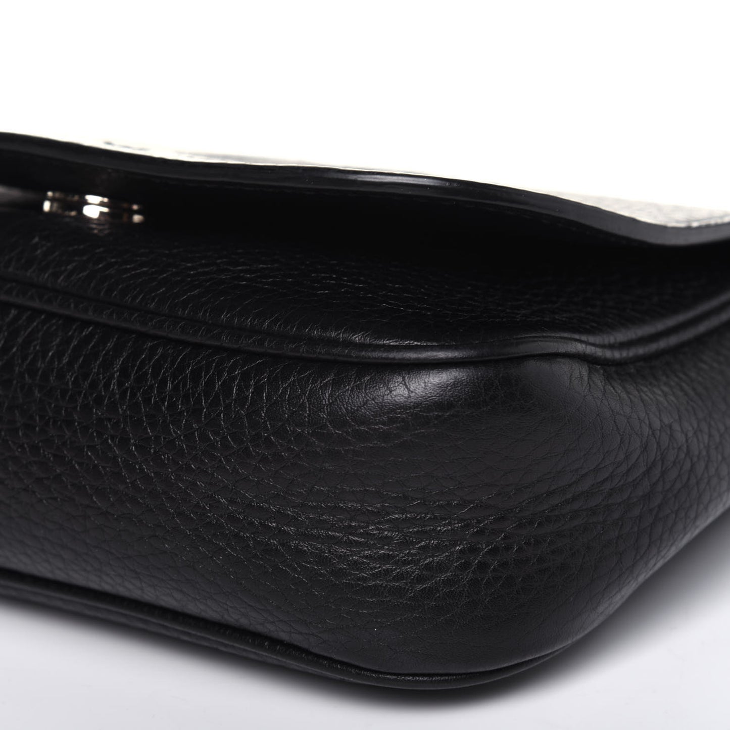 Pebbled Calfskin Small Soho Flap Crossbody Black