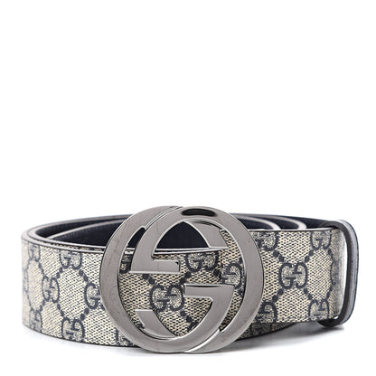 Gucci GG Plus Monogram Interlocking G Belt 95 38 Navy 1 of 5