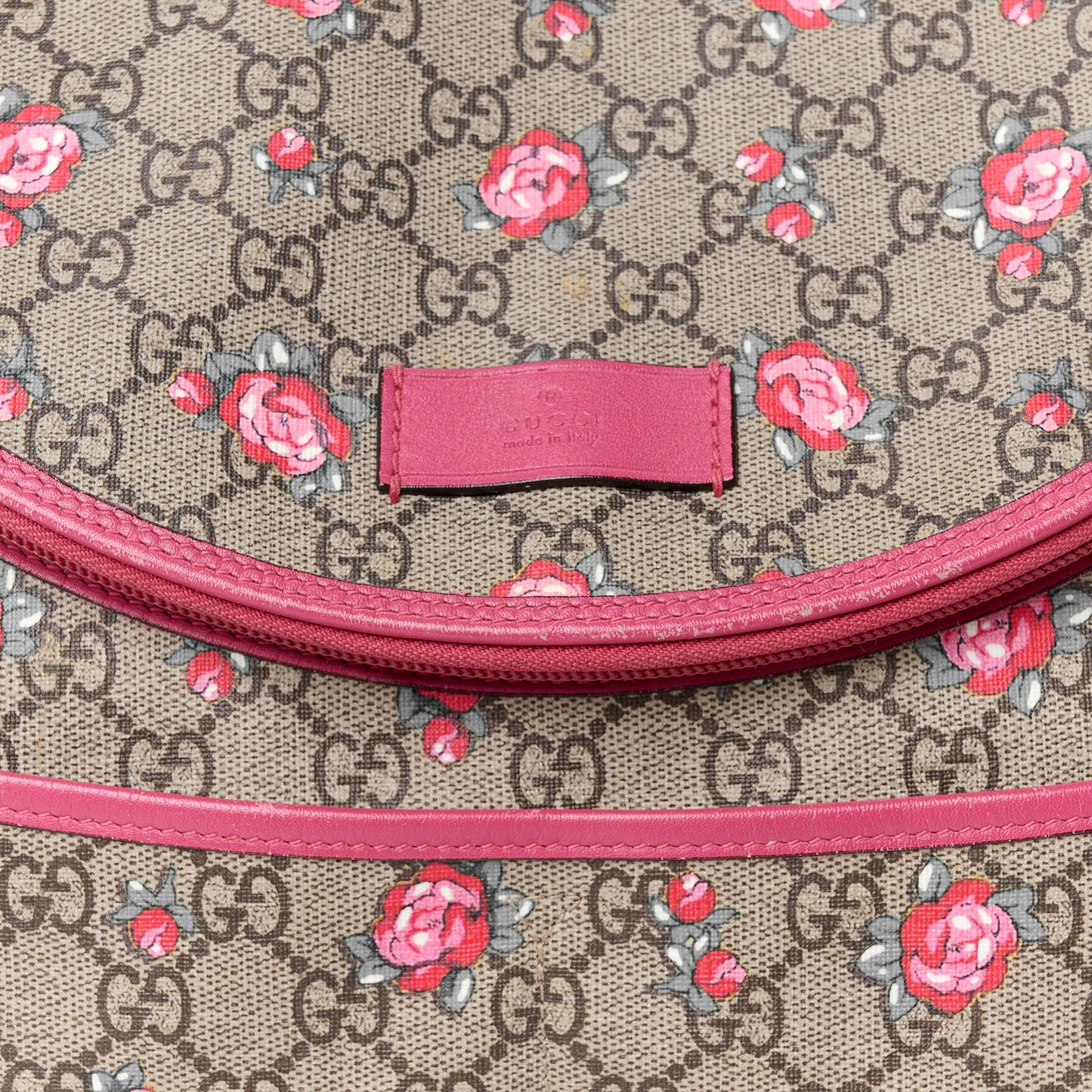 GG Supreme Monogram Rose Bud Diaper Bag Pink