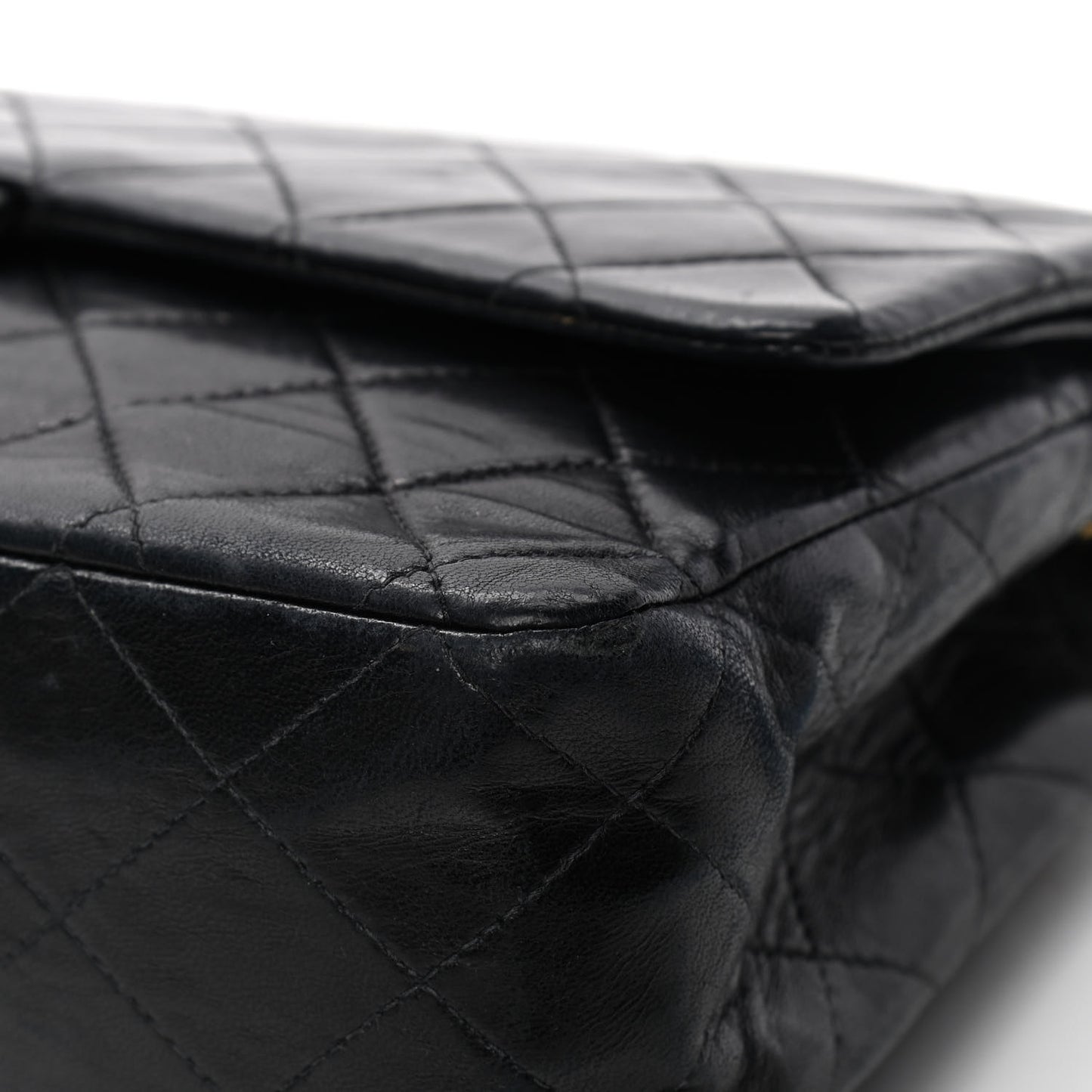 Lambskin Quilted Medium Double Flap Black