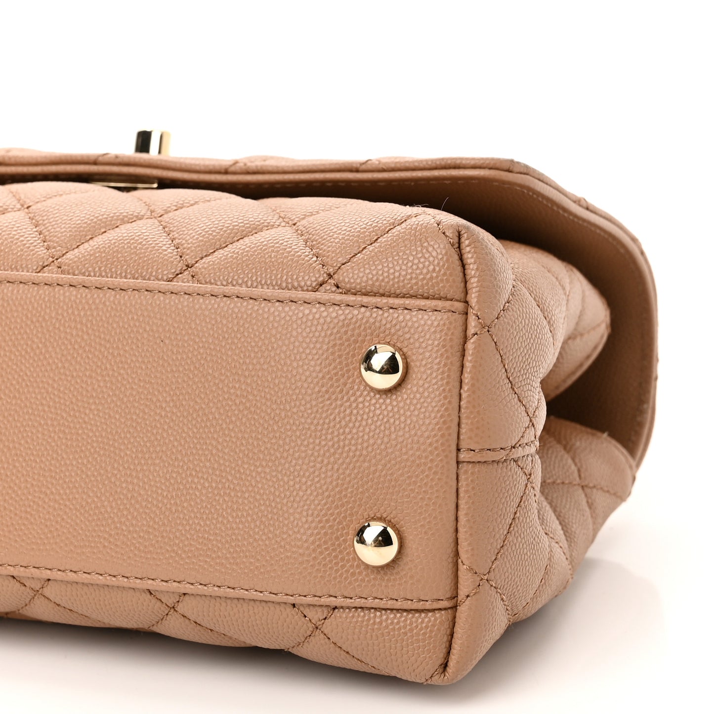 Caviar Quilted Mini Coco Handle Flap Beige