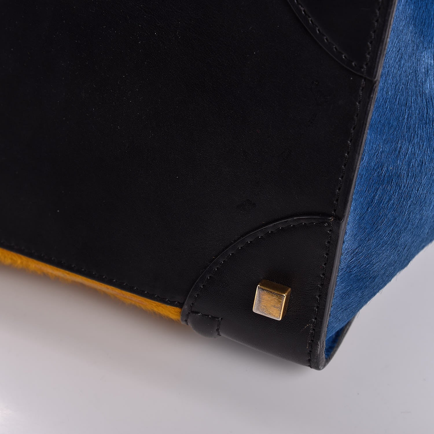 Celine Pony Hair Mini Tri-Color Luggage Royal Blue 11 of 15