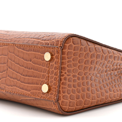 Jimmy Choo Calfskin Crocodile Embossed Mini Varenne Top Handle Dark 10 of 11