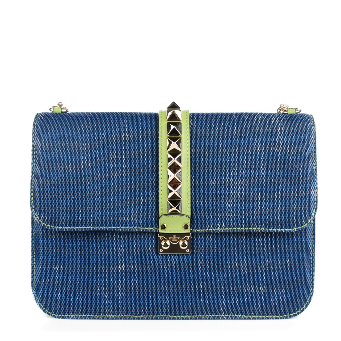 Denim Extra Large Glam Lock Rockstud Flap Blue
