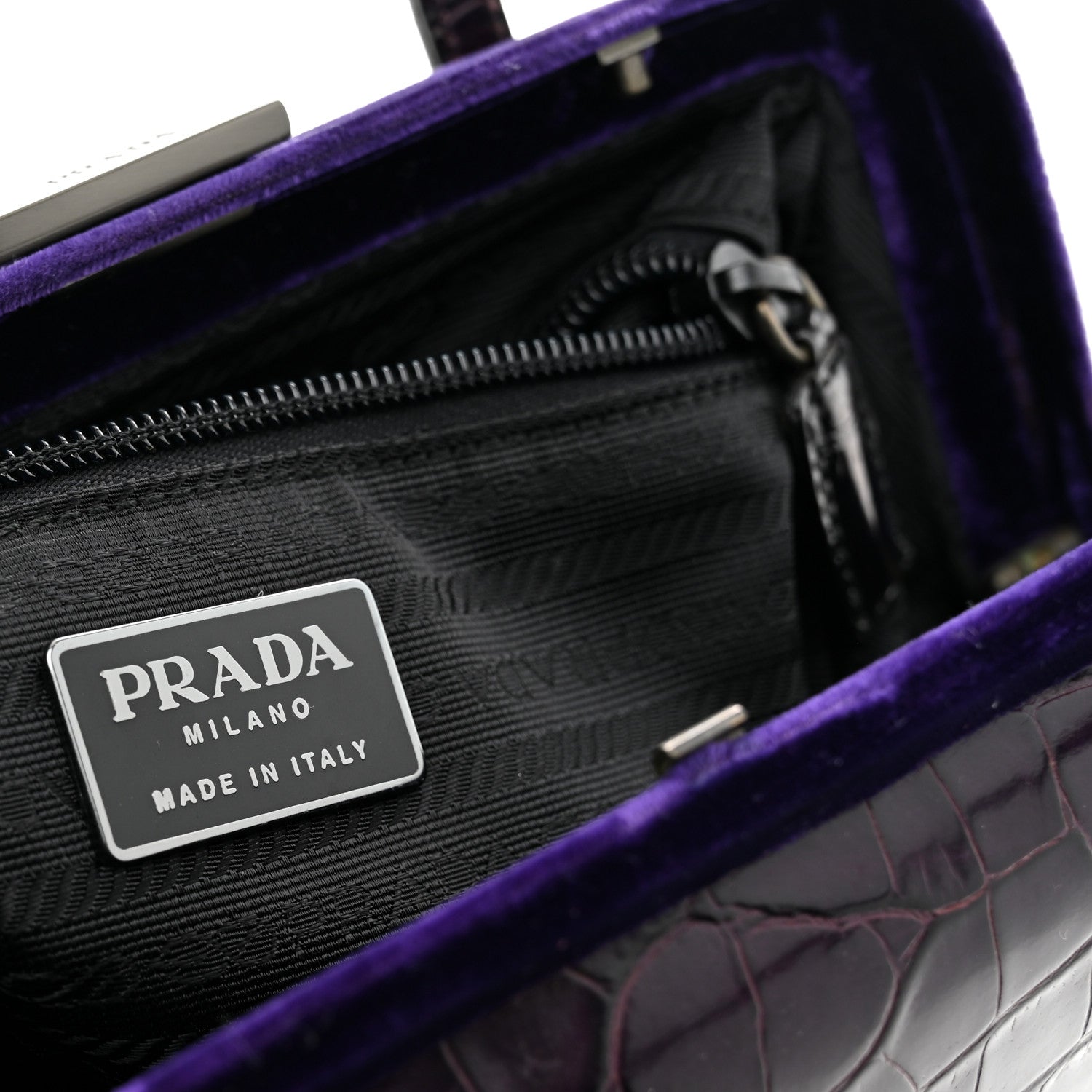 Prada Crocodile Velvet Frame Bag Purple 6 of 10