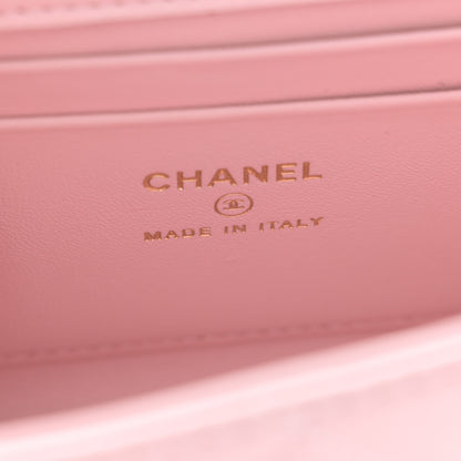 Chanel Lambskin Enamel Quilted Top Handle Flap Phone Holder With Chain Pink 6 of 10