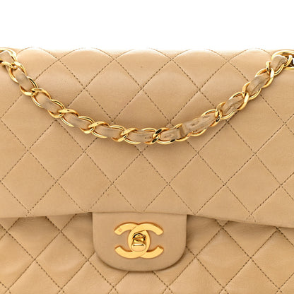 Chanel Lambskin Quilted Medium Double Flap Beige 9 of 14
