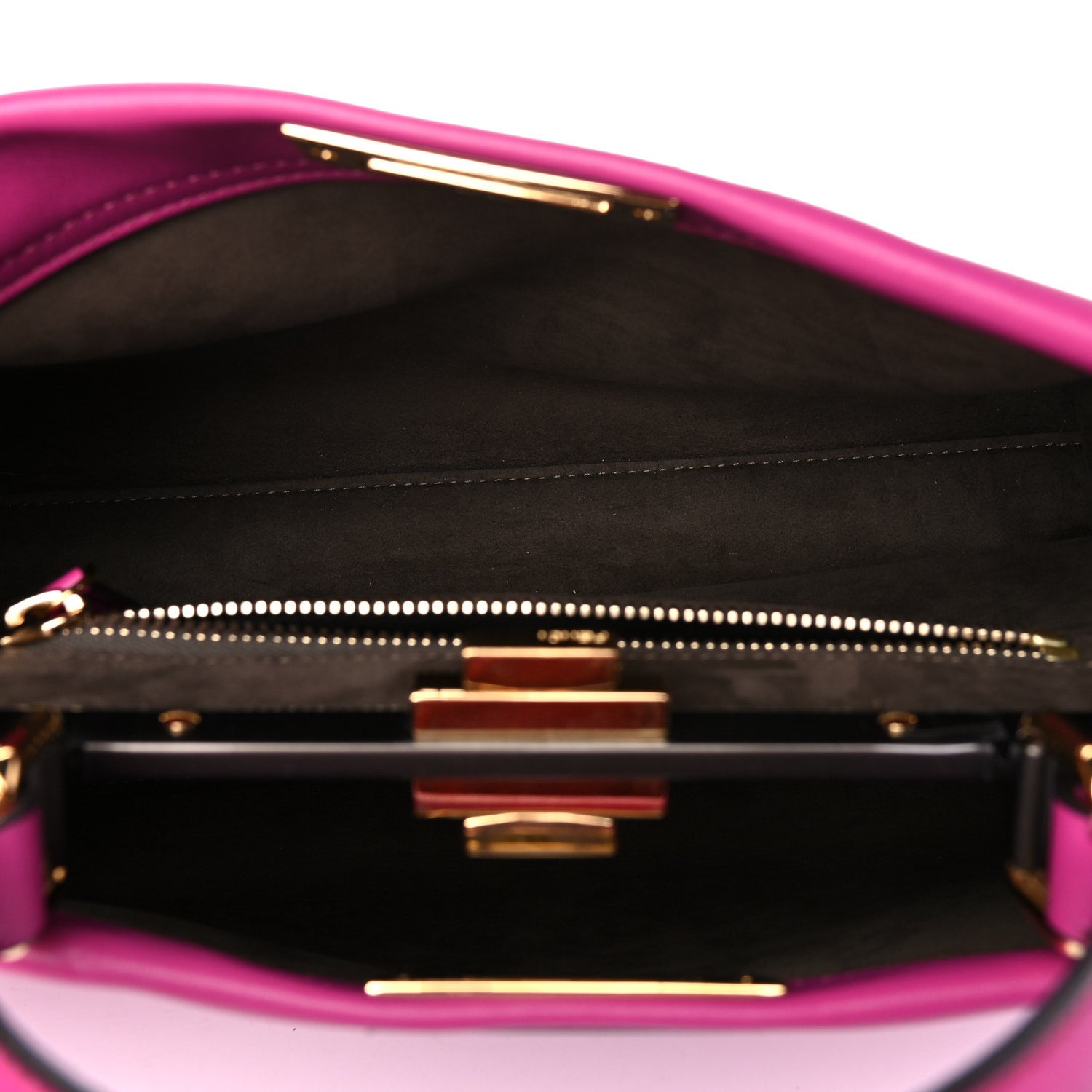 Fendi Vitello Seta Medium Peekaboo Iconic Satchel Magenta 5 of 16