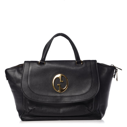 Gucci Pebbled Calfskin Medium 1973 Top Handle Satchel Black 1 of 12