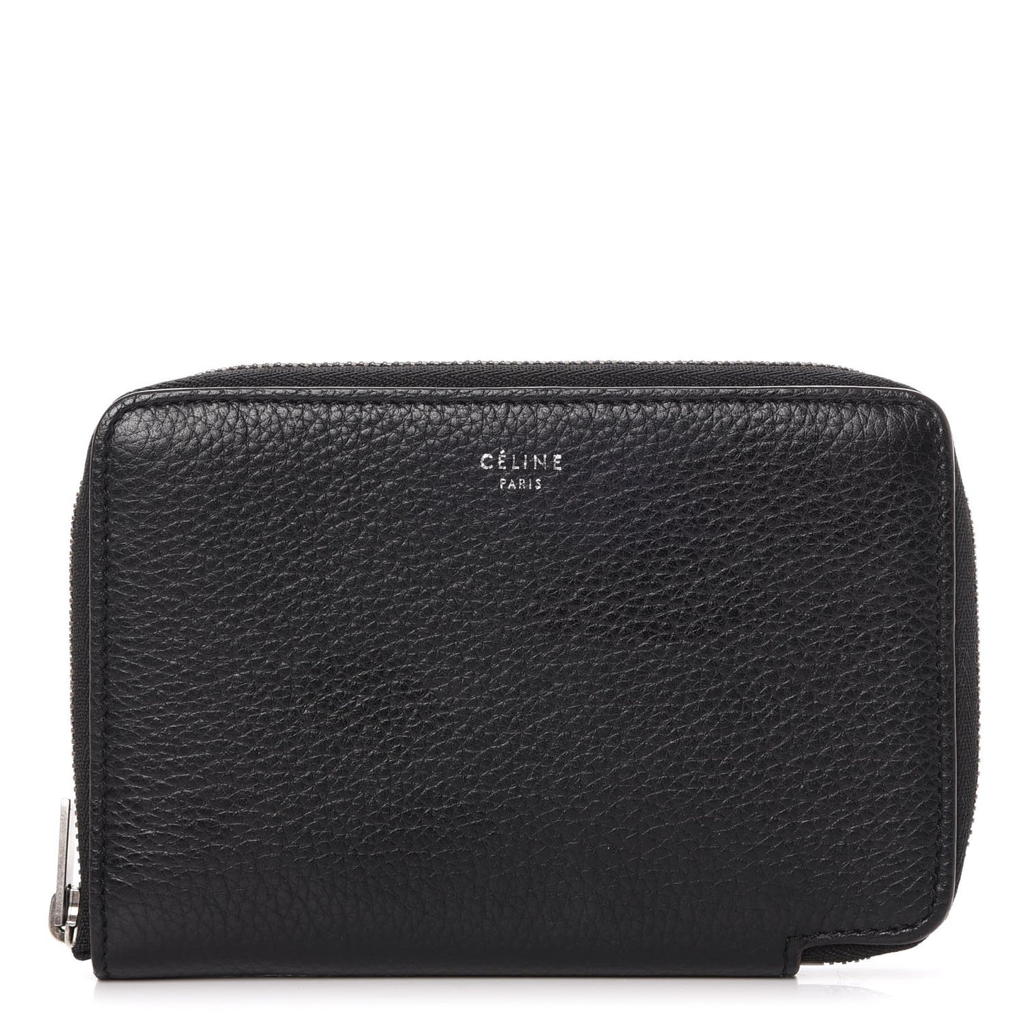 Drummed Calfskin Zip Around Multifunction Wallet Black Citron