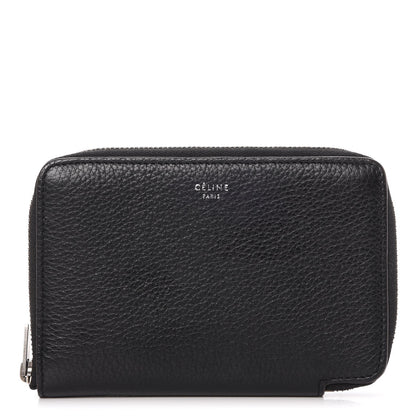 Celine Drummed Calfskin Zip Around Multifunction Wallet Black Citron 1 of 7