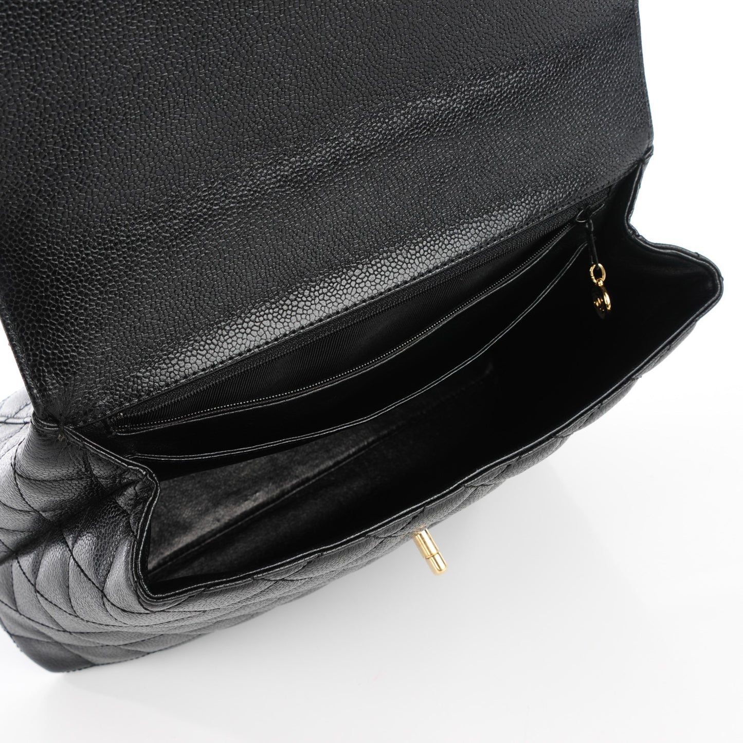 Caviar Quilted Jumbo Kelly Flap Black
