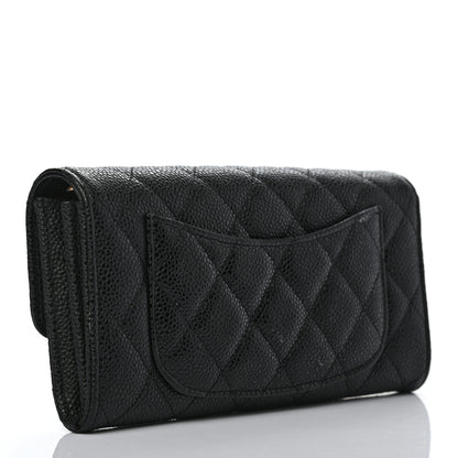 Chanel Caviar Quilted Large Gusset Flap Wallet Black 3 of 8