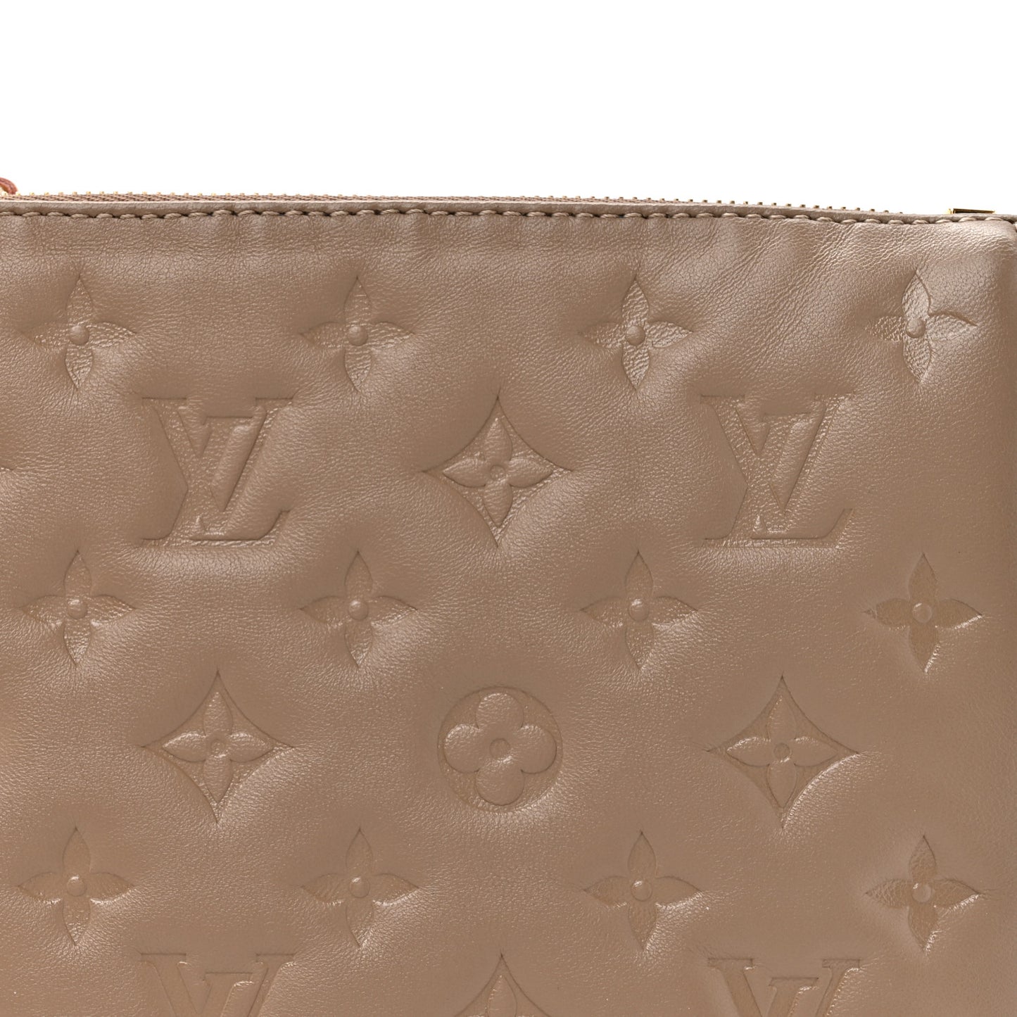 Lambskin Embossed Monogram Coussin PM Taupe
