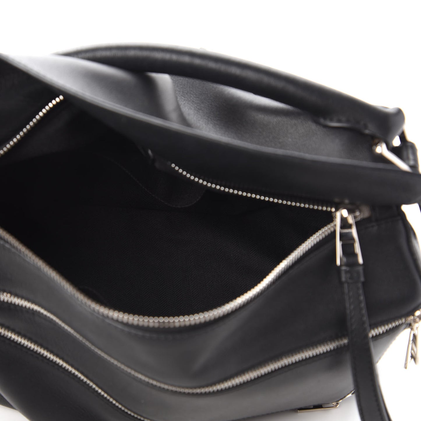 Calfskin Zipper Puzzle Bag Black