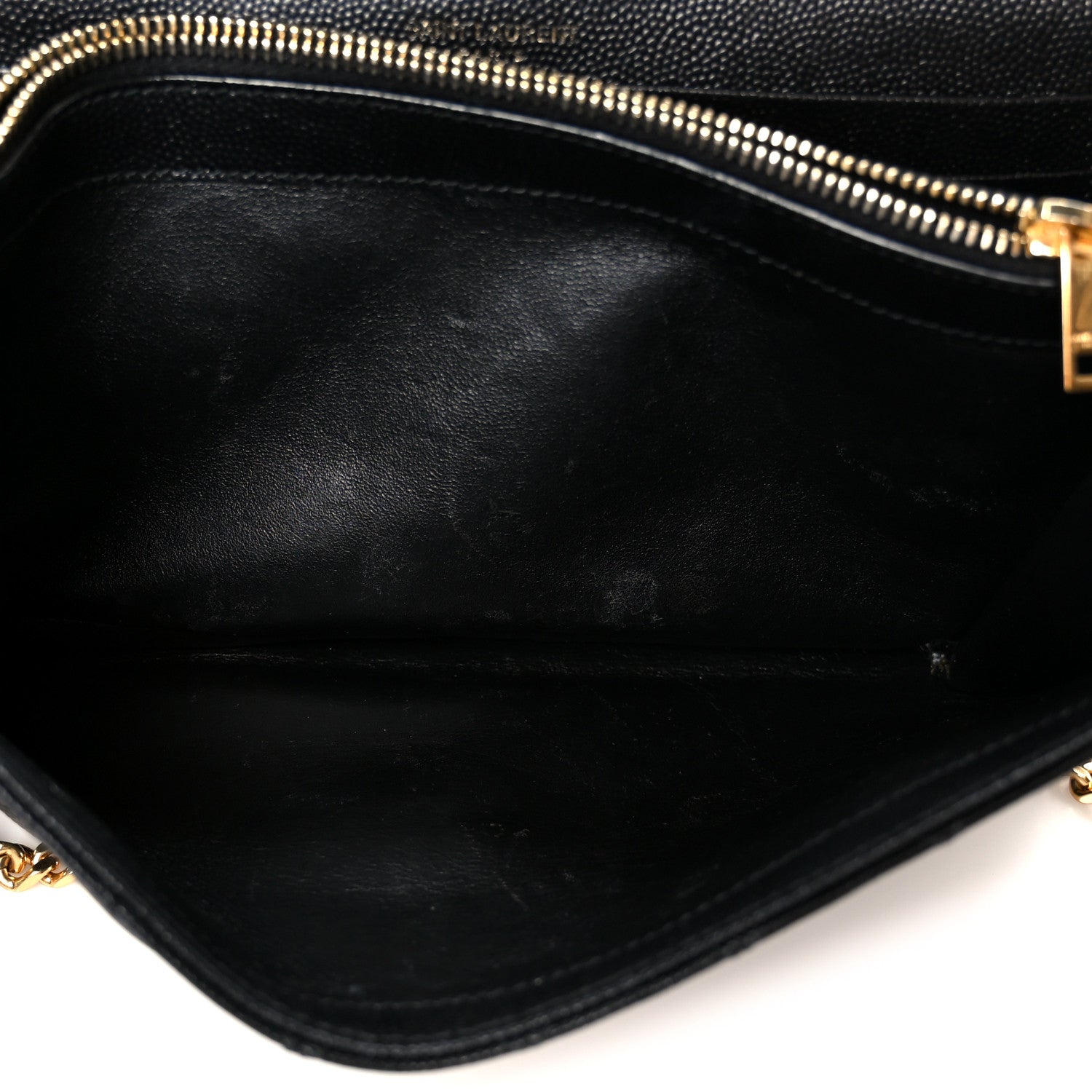 Saint Laurent Grain De Poudre Mixed Matelasse Triquilt Monogram Chain Wallet Black 7 of 11