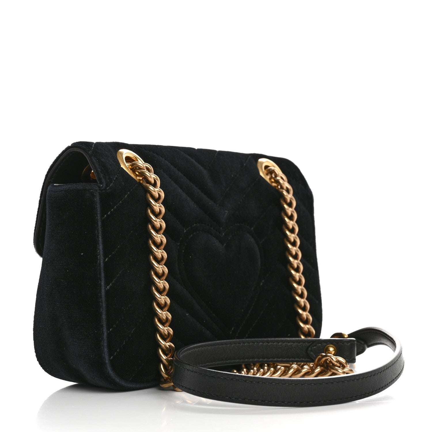 Gucci Velvet Matelasse Mini GG Marmont Shoulder Bag Black 3 of 14