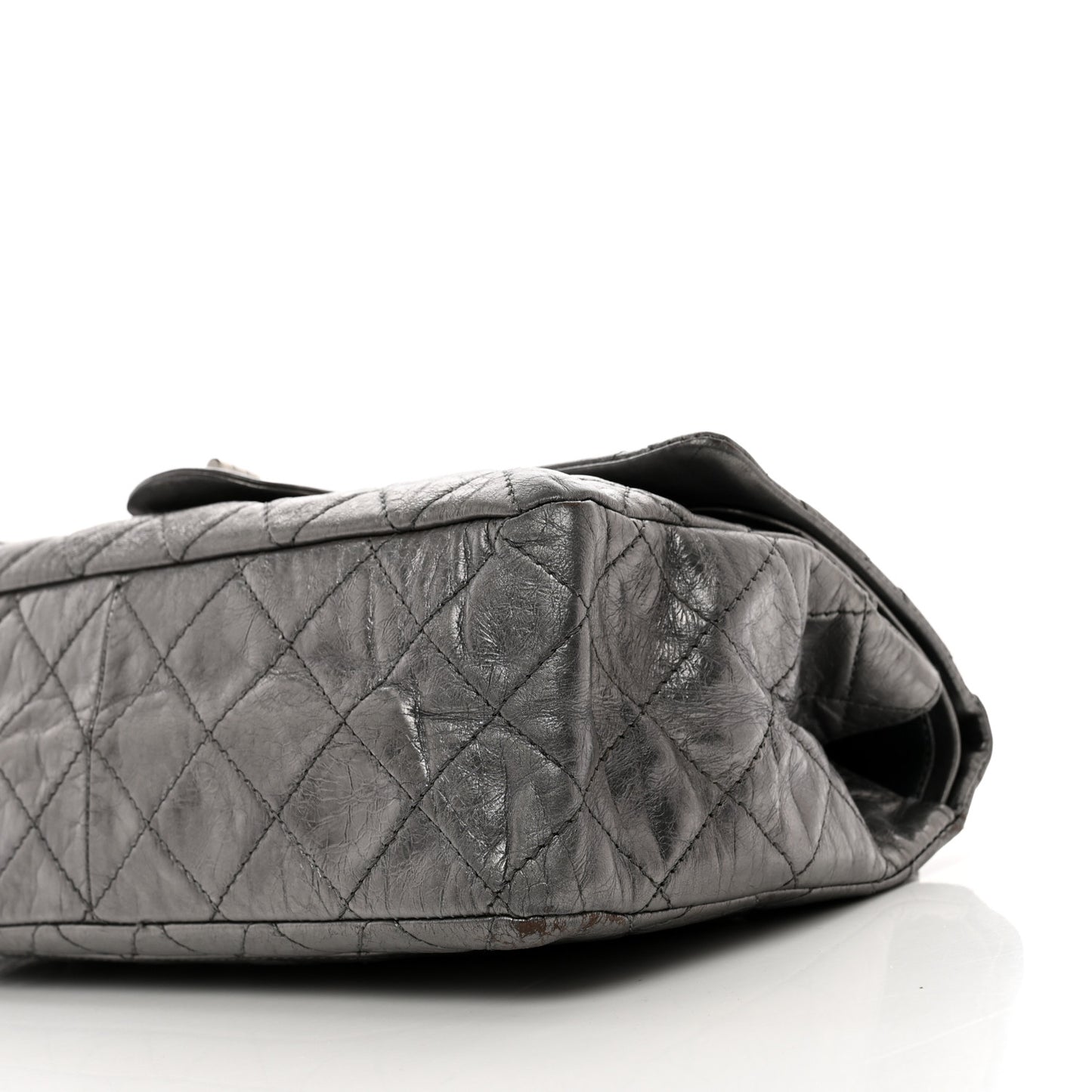 Metallic Aged Calfskin Quilted 2.55 Reissue 227 Flap Dark Silver