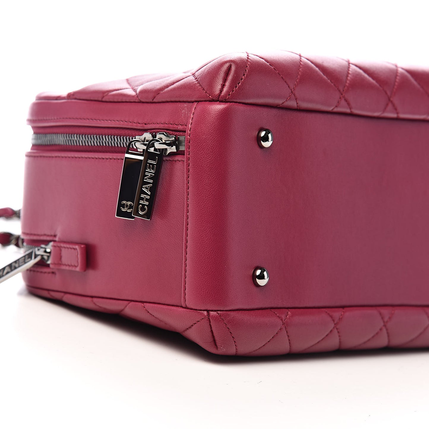 Lambskin Quilted Medium Trendy CC Bowling Bag Dark Pink