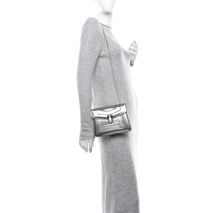 Bulgari Metallic Calfskin Small Serpenti Forever Snake Strap Crossbody Bag Silver 2 of 11