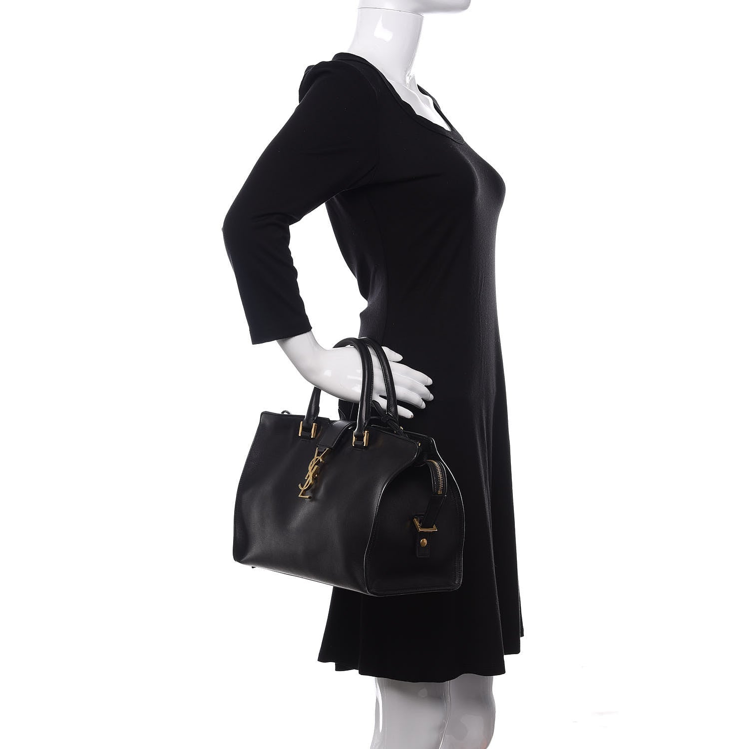 Saint Laurent Smooth Calfskin Small Monogram Cabas Black 3 of 12