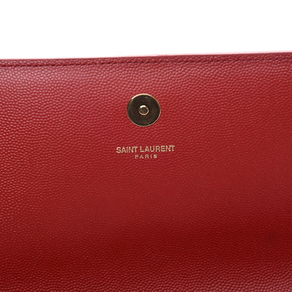 Saint Laurent Grain De Poudre Classic Monogram Cassandre Clutch New Red 8 of 10