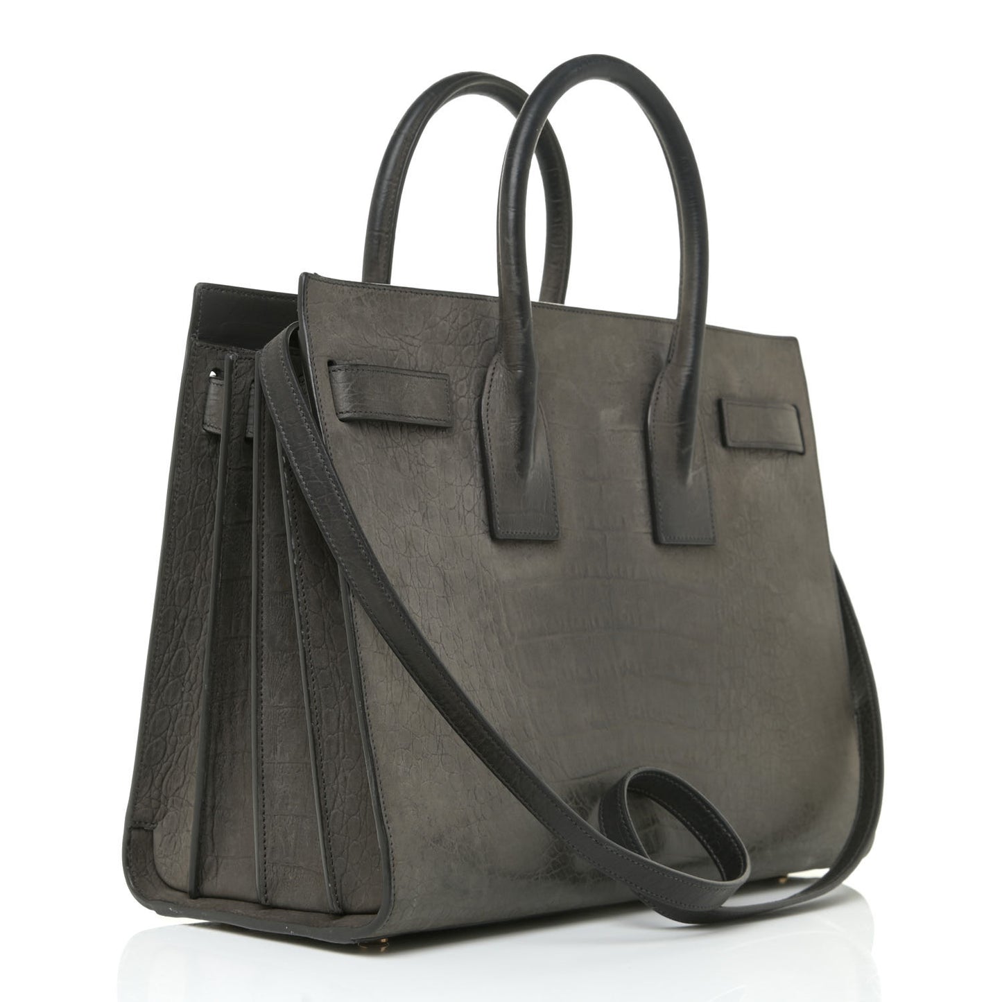 Crocodile Embossed Nubuck Small Sac De Jour Dark Anthracite