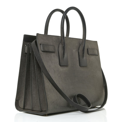 Saint Laurent Crocodile Embossed Nubuck Small Sac De Jour Dark Anthracite 3 of 28