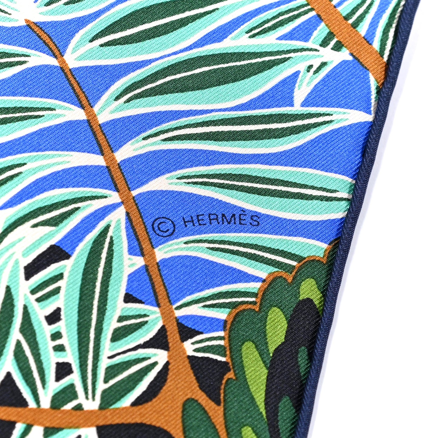 Silk The Three Graces Scarf 90 Bleu Vif Marron Vert