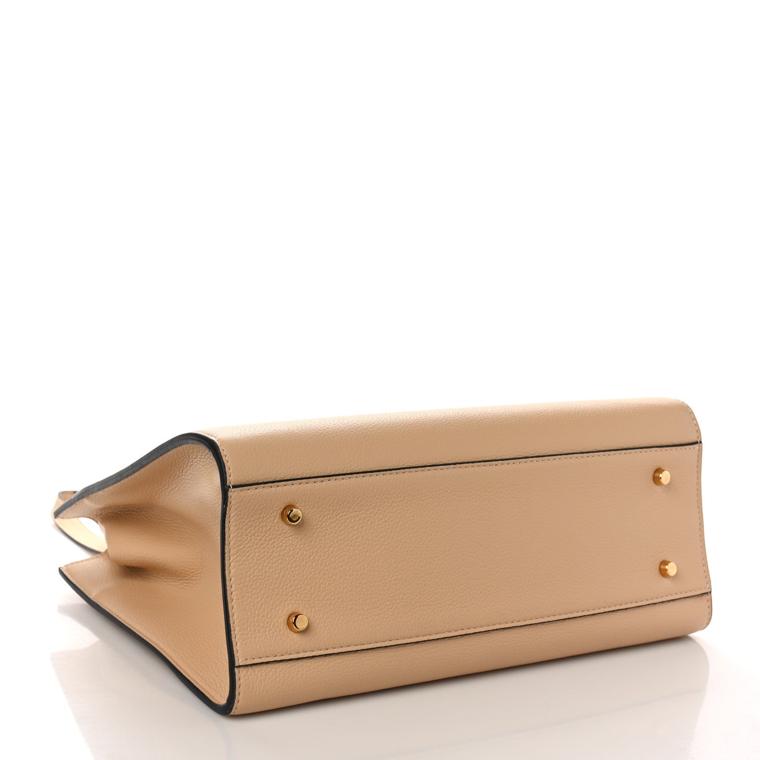 Versace Grained Calfskin Large Virtus Top Handle Shoulder Bag Beige 3 of 8