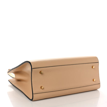 Versace Grained Calfskin Large Virtus Top Handle Shoulder Bag Beige 3 of 8