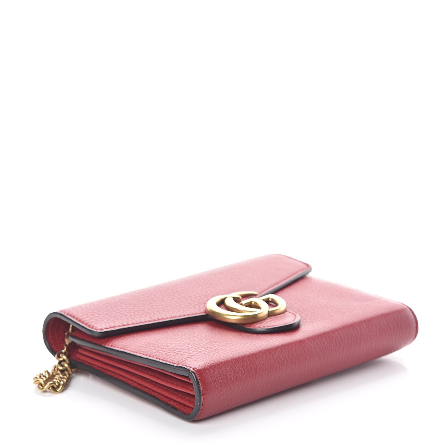 Gucci Calfskin GG Marmont Chain Wallet Vulcanic Red 4 of 10