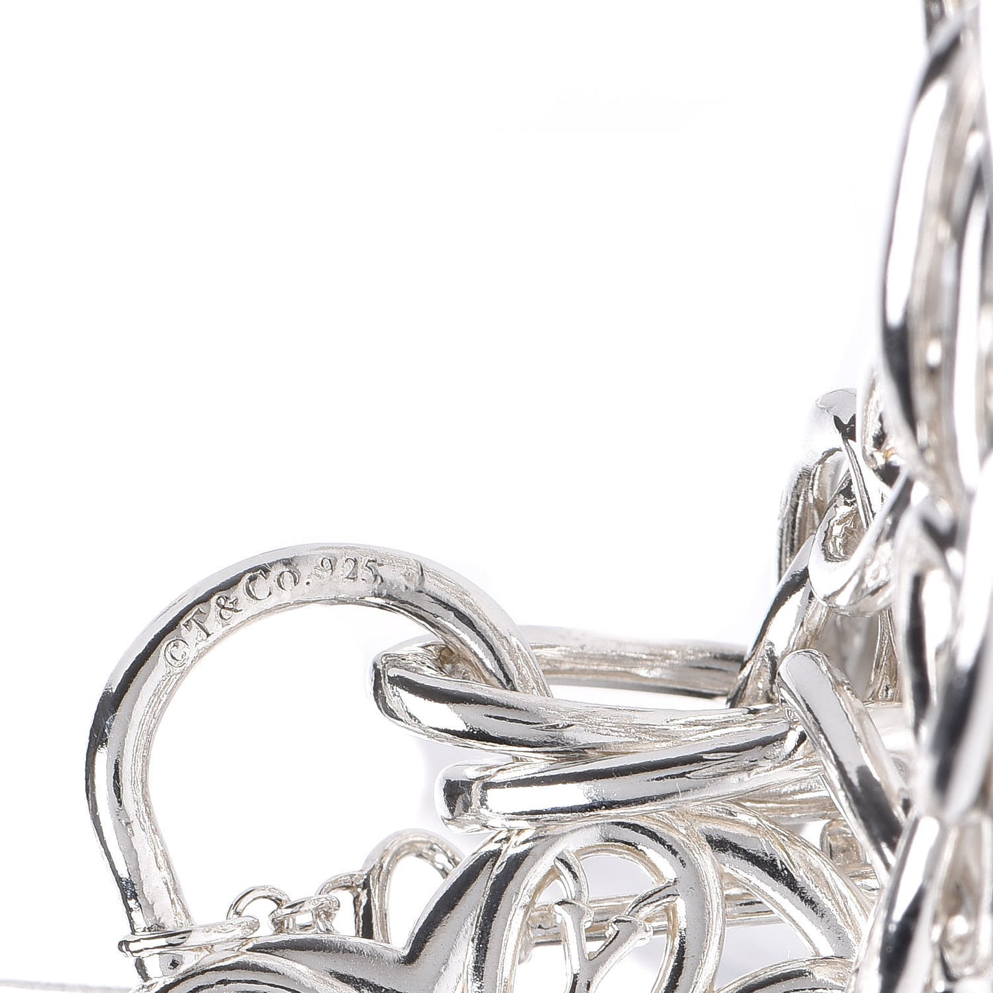 Sterling Silver Filigree Heart Key Pendant Link Necklace