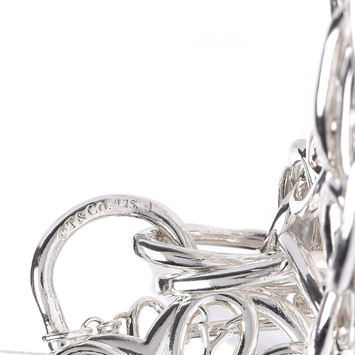 Tiffany Sterling Silver Filigree Heart Key Pendant Link Necklace 5 of 6