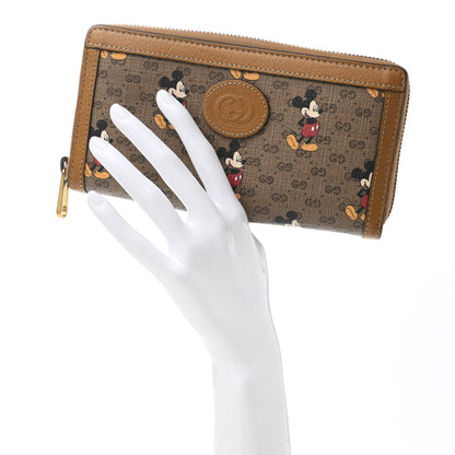 Gucci X DISNEY Mini Vintage GG Supreme Monogram Mickey Mouse Zip Around Wallet Beige Vintage Sun Oil 2 of 9