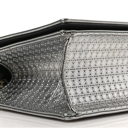 Christian Dior Metallic Patent Micro-Cannage Medium Diorama Flap Bag Silver 7 of 8