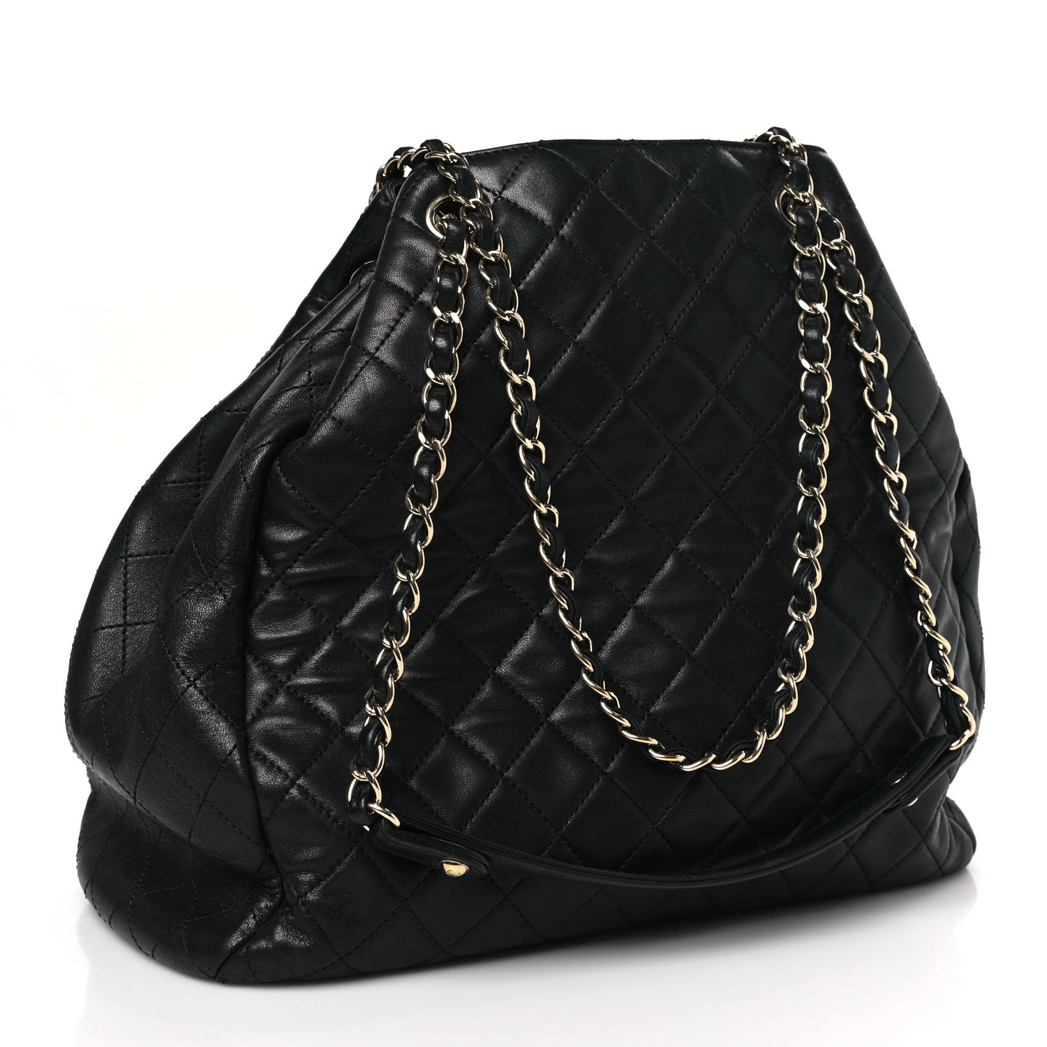 Chanel Lambskin Quilted Large Drawstring Bag Black 3 of 10