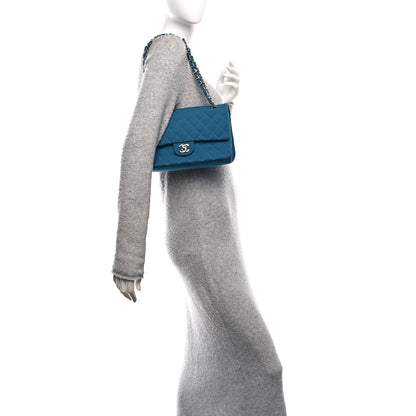 Chanel Jersey Quilted Medium Double Flap Blue 2 of 10