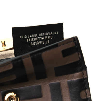 Fendi Vitello Soft F is Fendi Bi-Color FF 1974 Embossed Micro Tri-Fold Envelope Wallet Maya Black 7 of 9